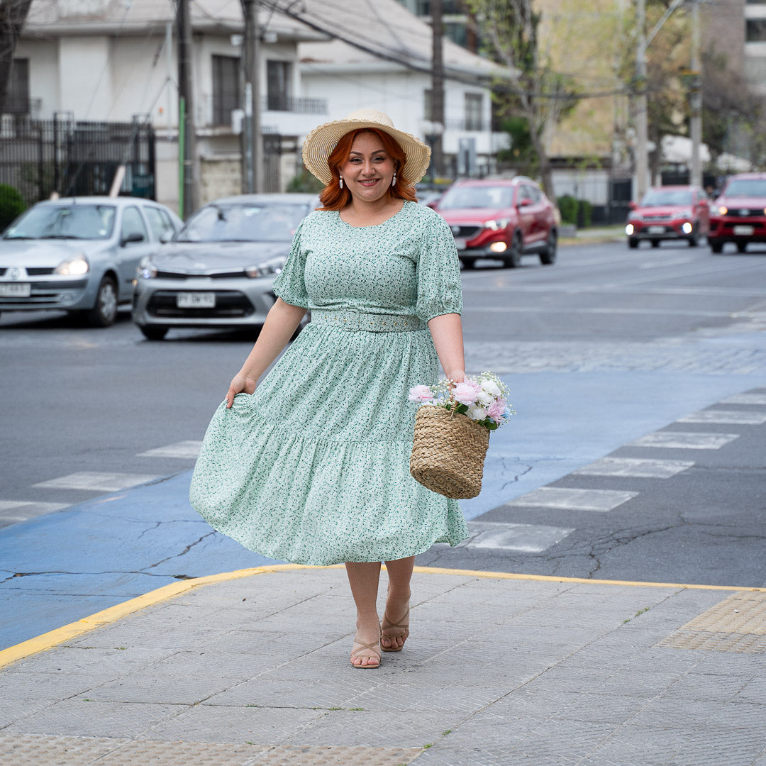 Vestido de flores con shops cinturon