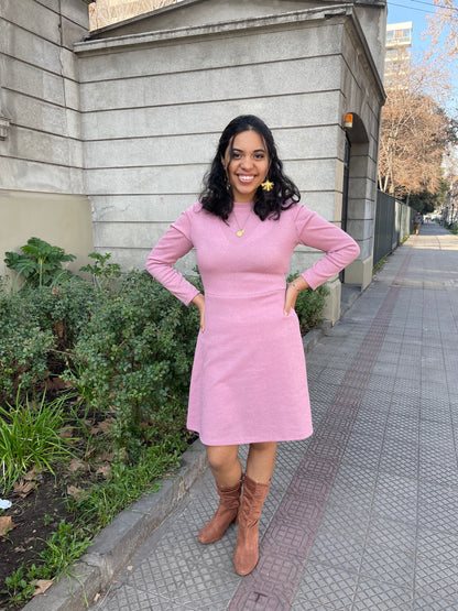 Vestido Lanilla Manga Princesa Rosado