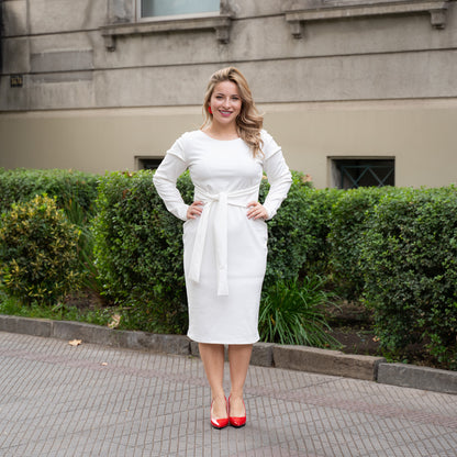 Vestido Lazo Manga Princesa Blanco