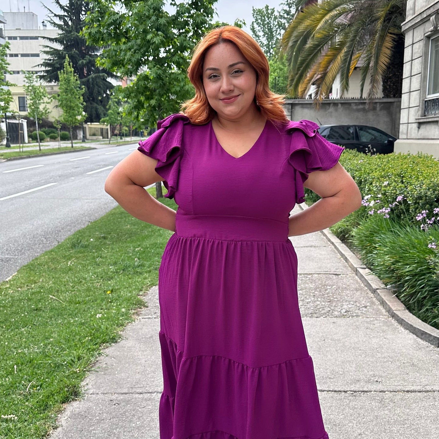 Vestido Bra2 Manga Vuelos Lila