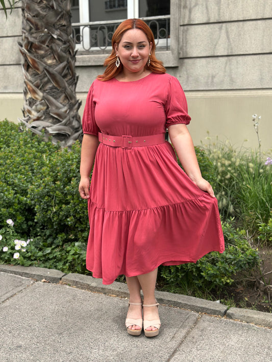 Vestido Bra2 Coral Cinturon