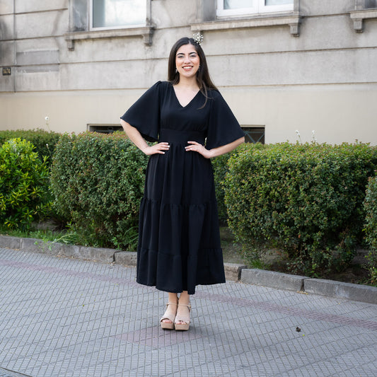 Vestido Brasil Negro Manga Corta