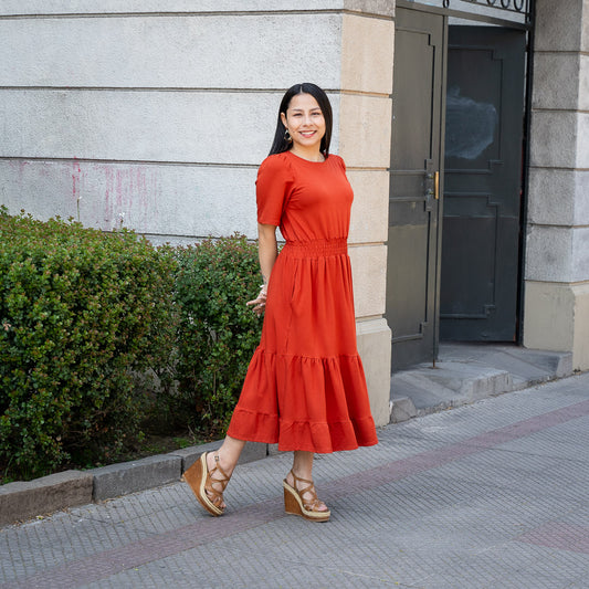 Vestido Bra Terracota Algodón