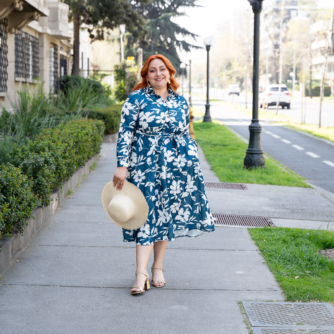 Vestido Camisero Estampado Verde