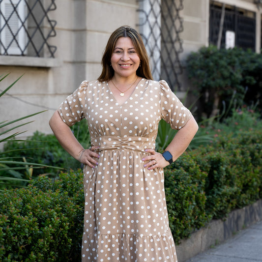 Vestido Bra Puntos Beige